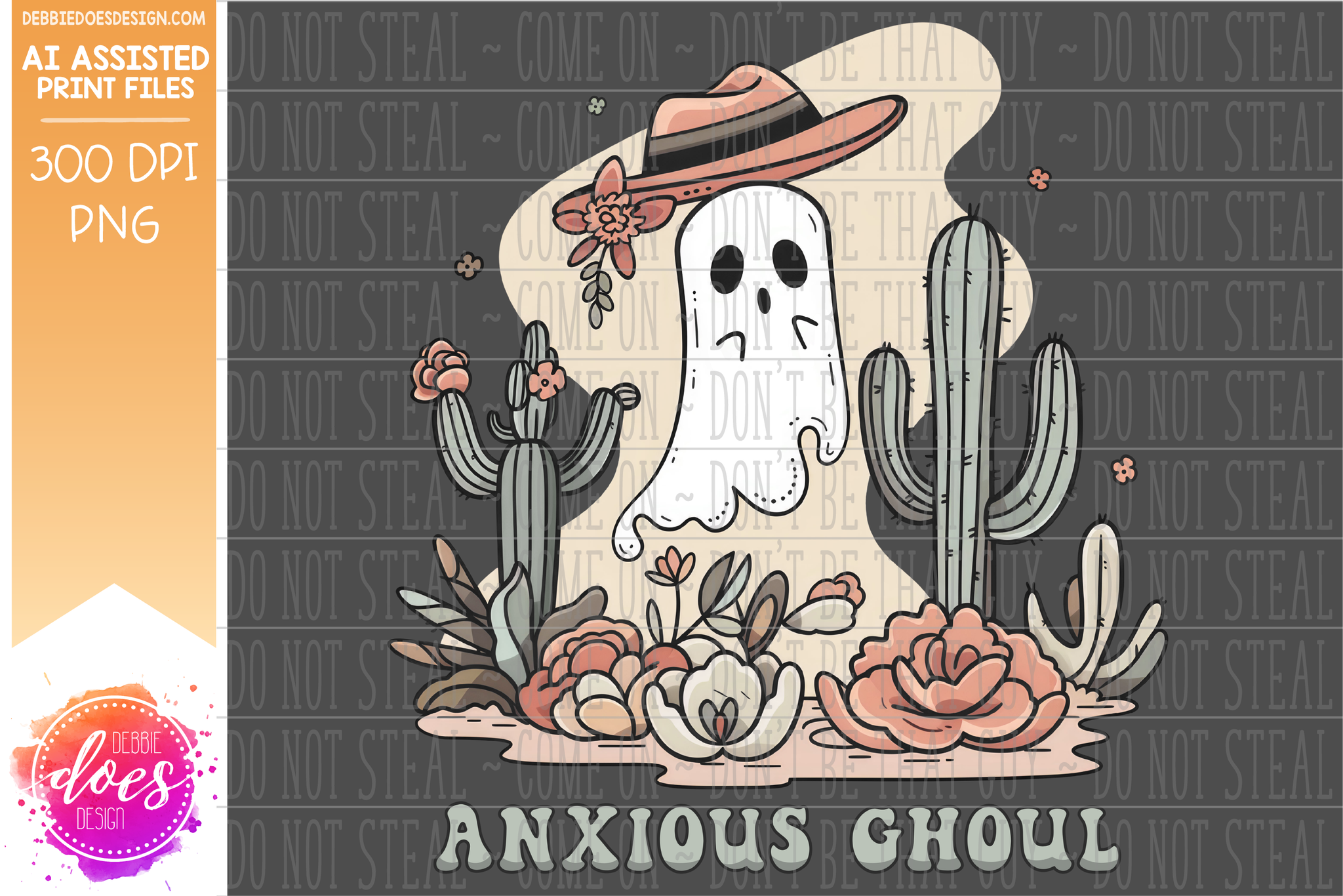 Anxious Ghoul - Floral Desert Ghost - AI Assisted Printable/Sublimatio ...