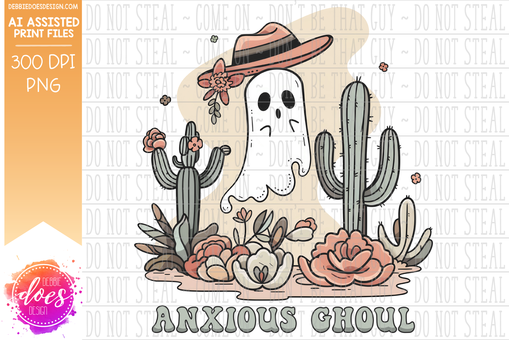 Anxious Ghoul - Floral Desert Ghost - AI Assisted Printable/Sublimatio ...