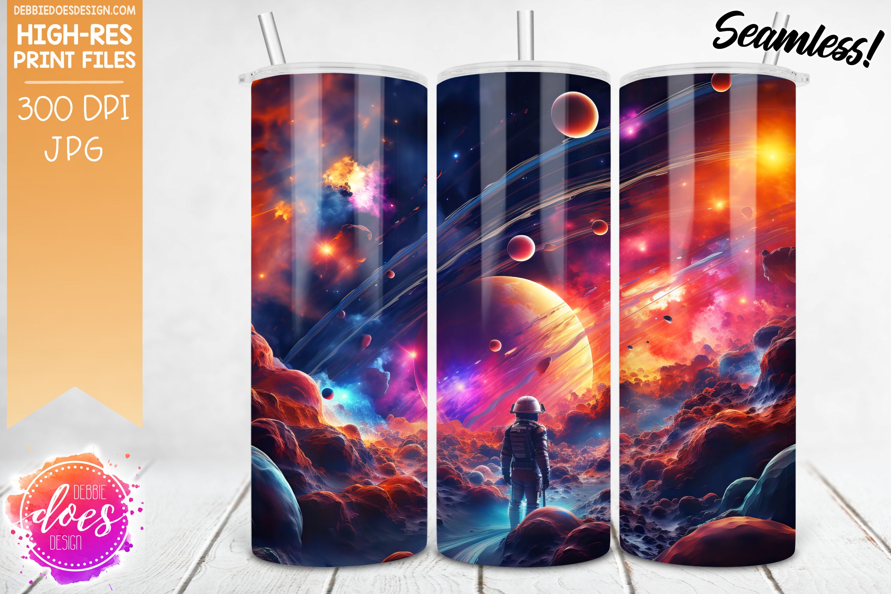 Space pattern sublimation, Astronaut tumbler accessories