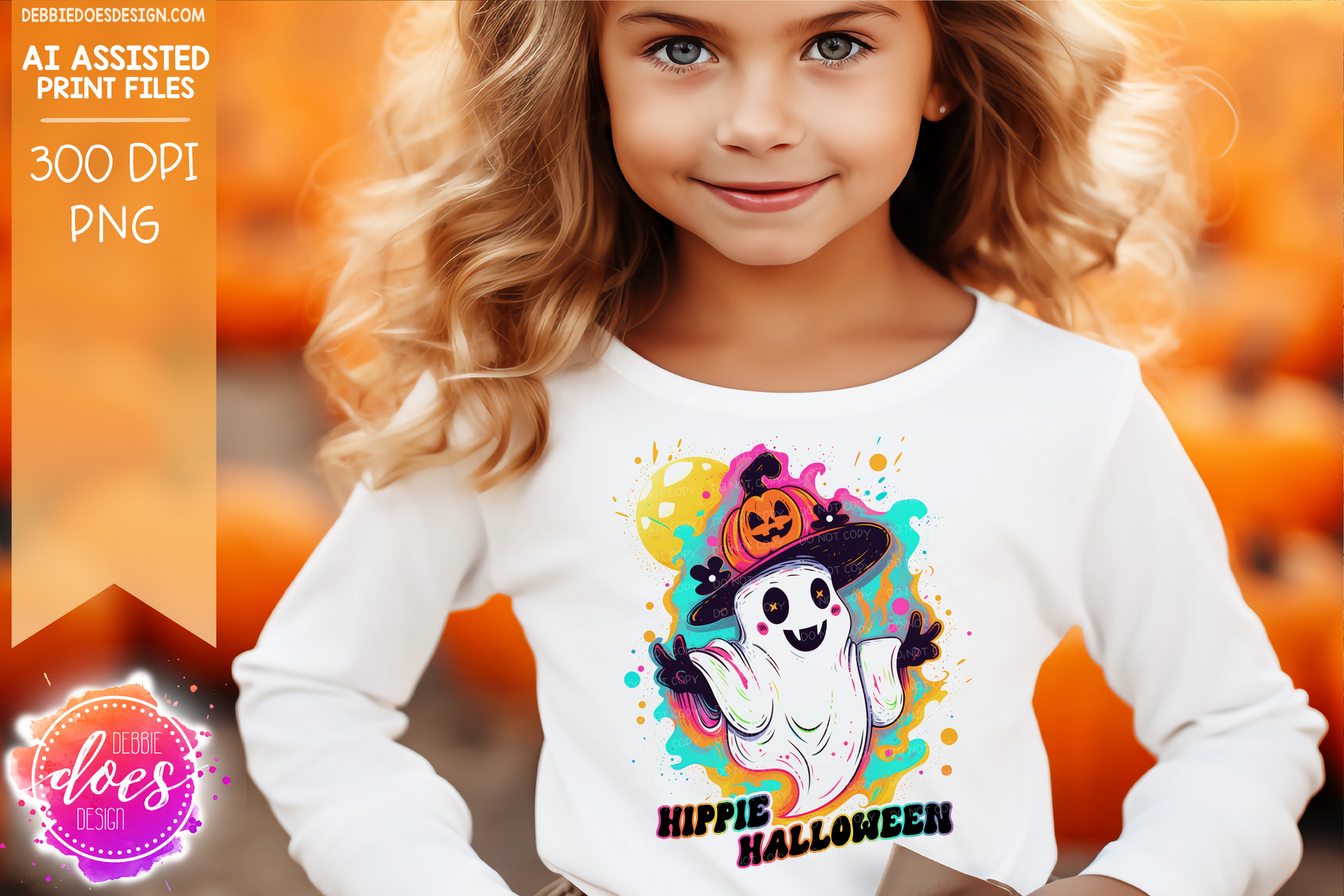 Hippie Halloween Ghost - AI Assisted Printable/Sublimation Design ...