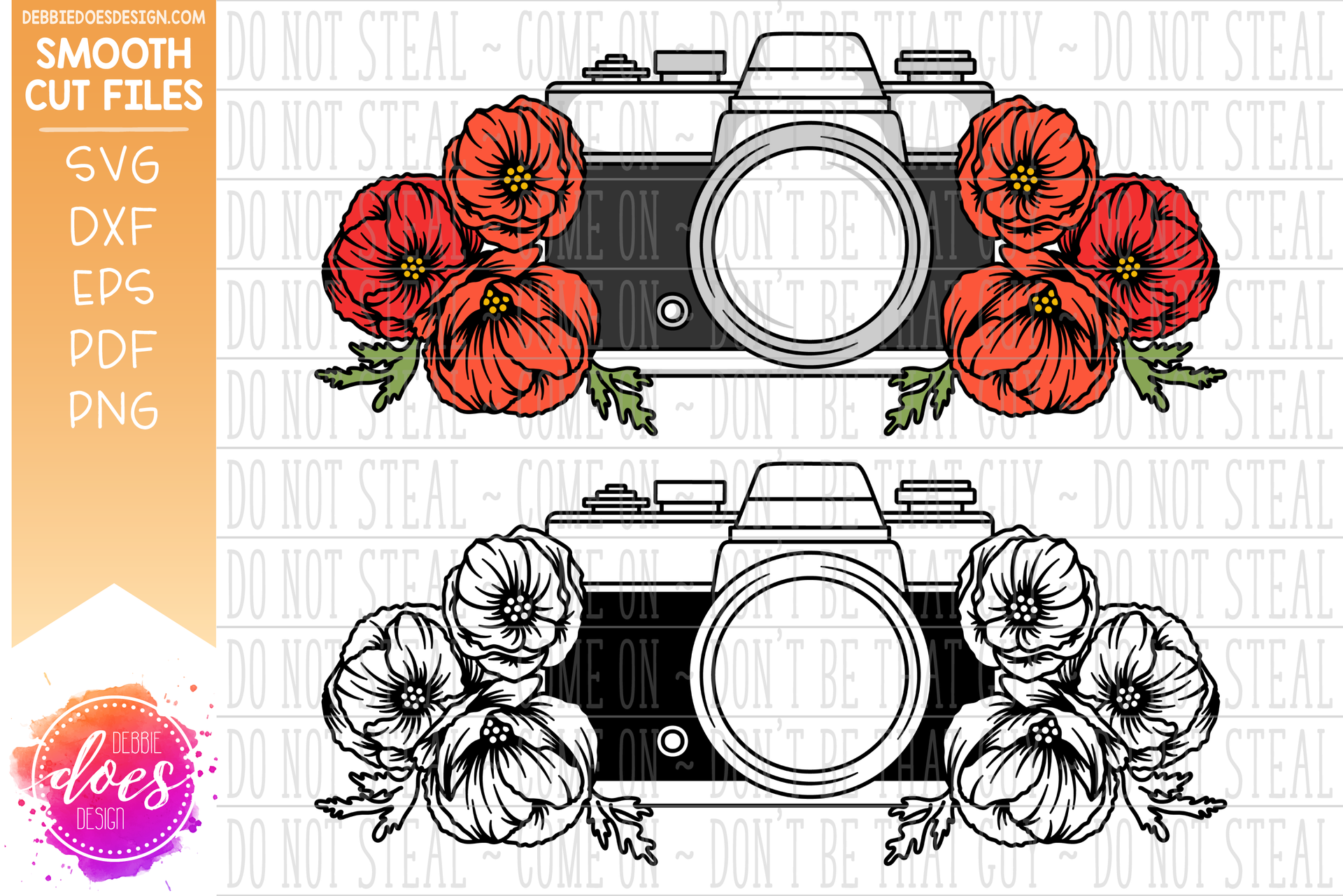 Camera with Flowers Arrangement 2 - Includes 2 Versions! - SVG Files ...