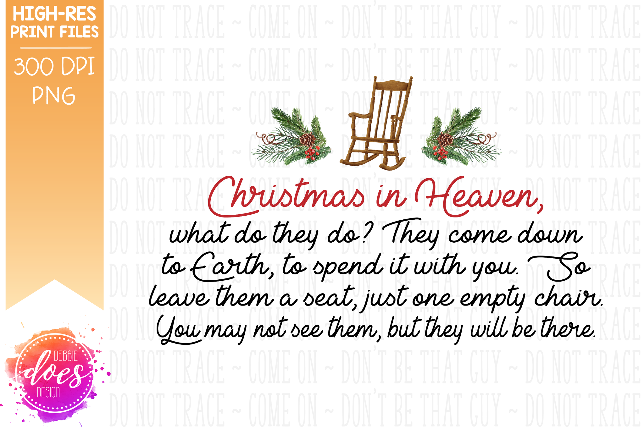Christmas in Heaven Chair with Photo Space - Sublimation/Printable Des ...