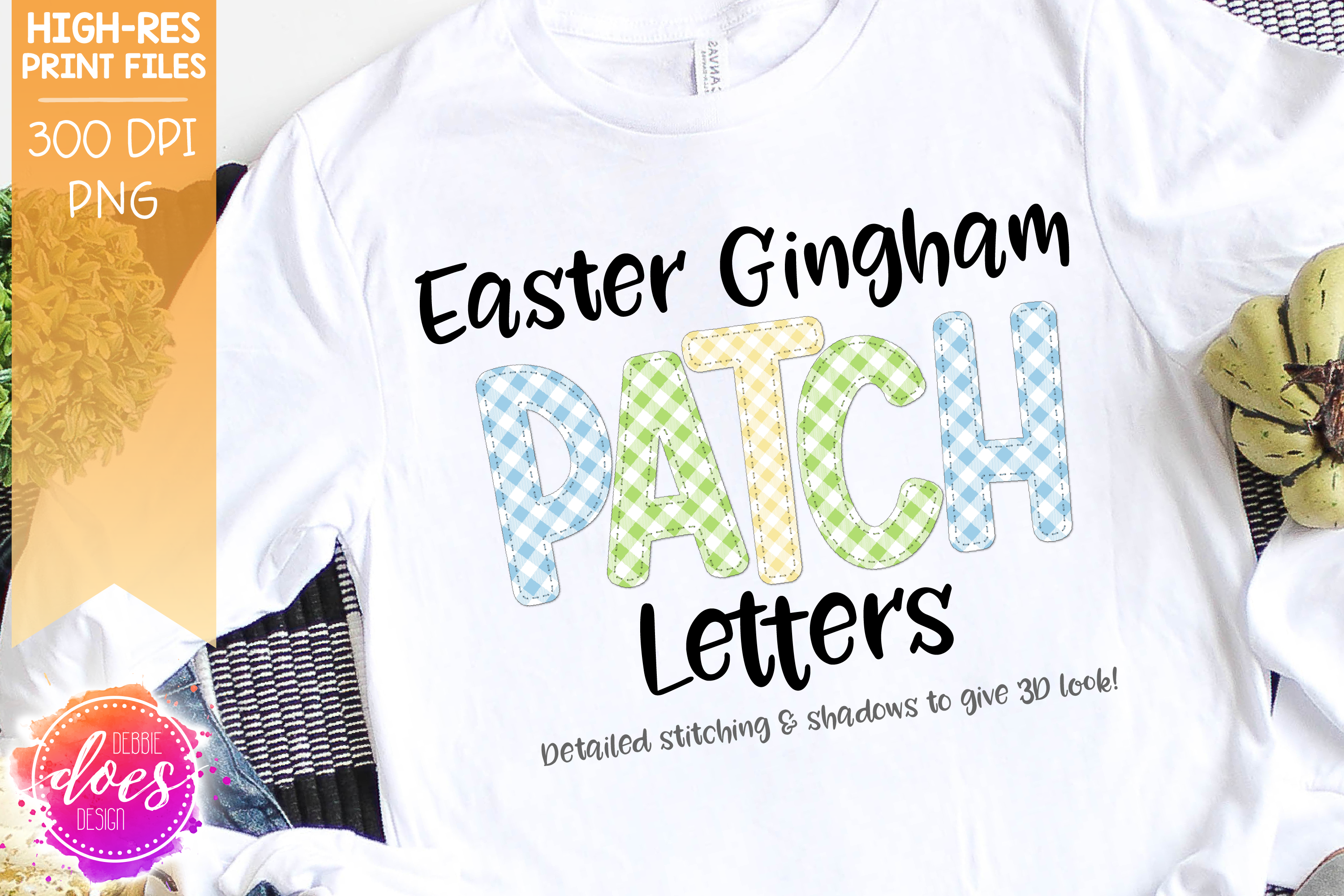 Easter Gingham Patch Letters - 3 Sets! - Design Elements - Design Elem–  Debbie Does Design