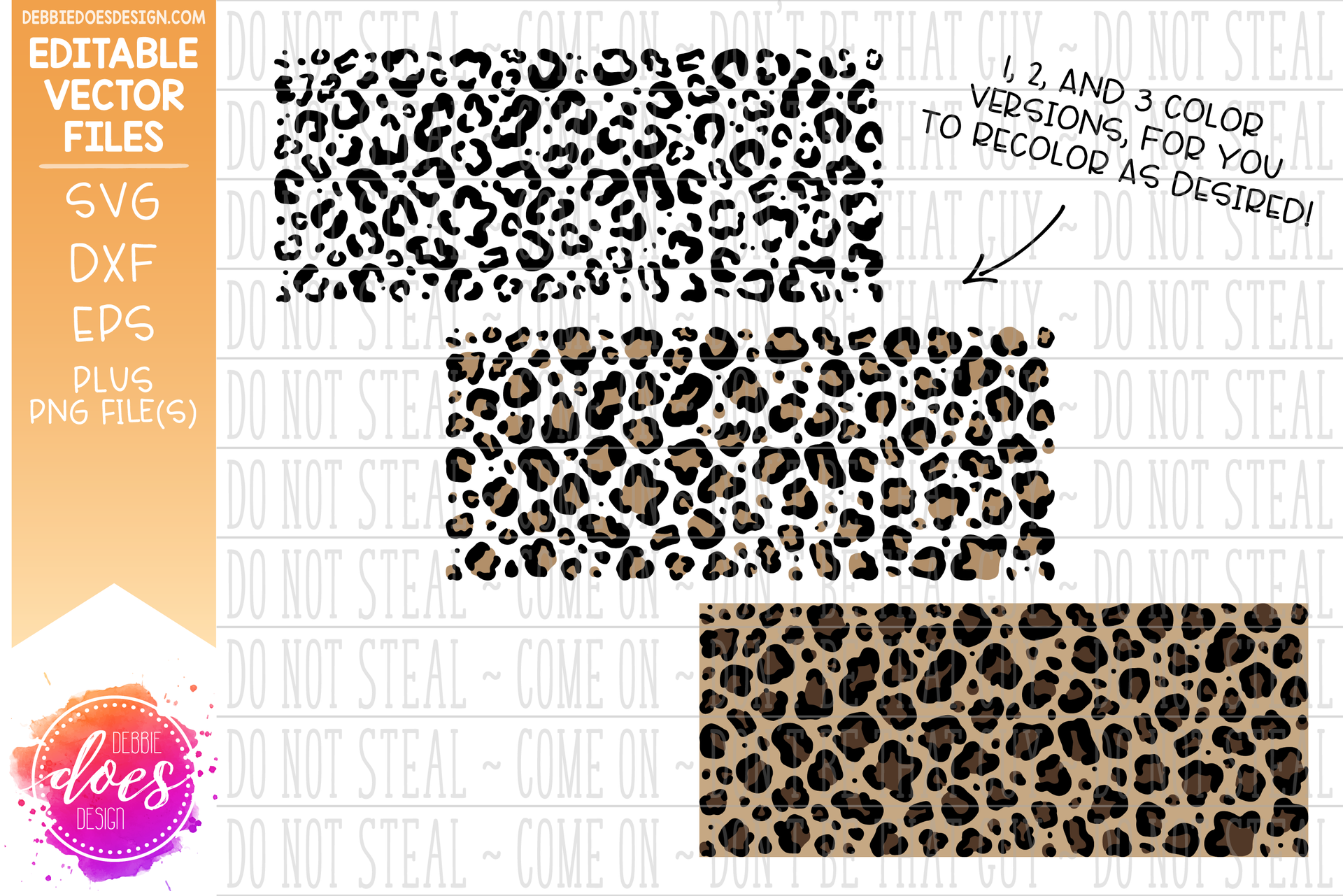 Leopard Print Glass Can Tumbler Designs - Set of 3 - Editable Vector D ...