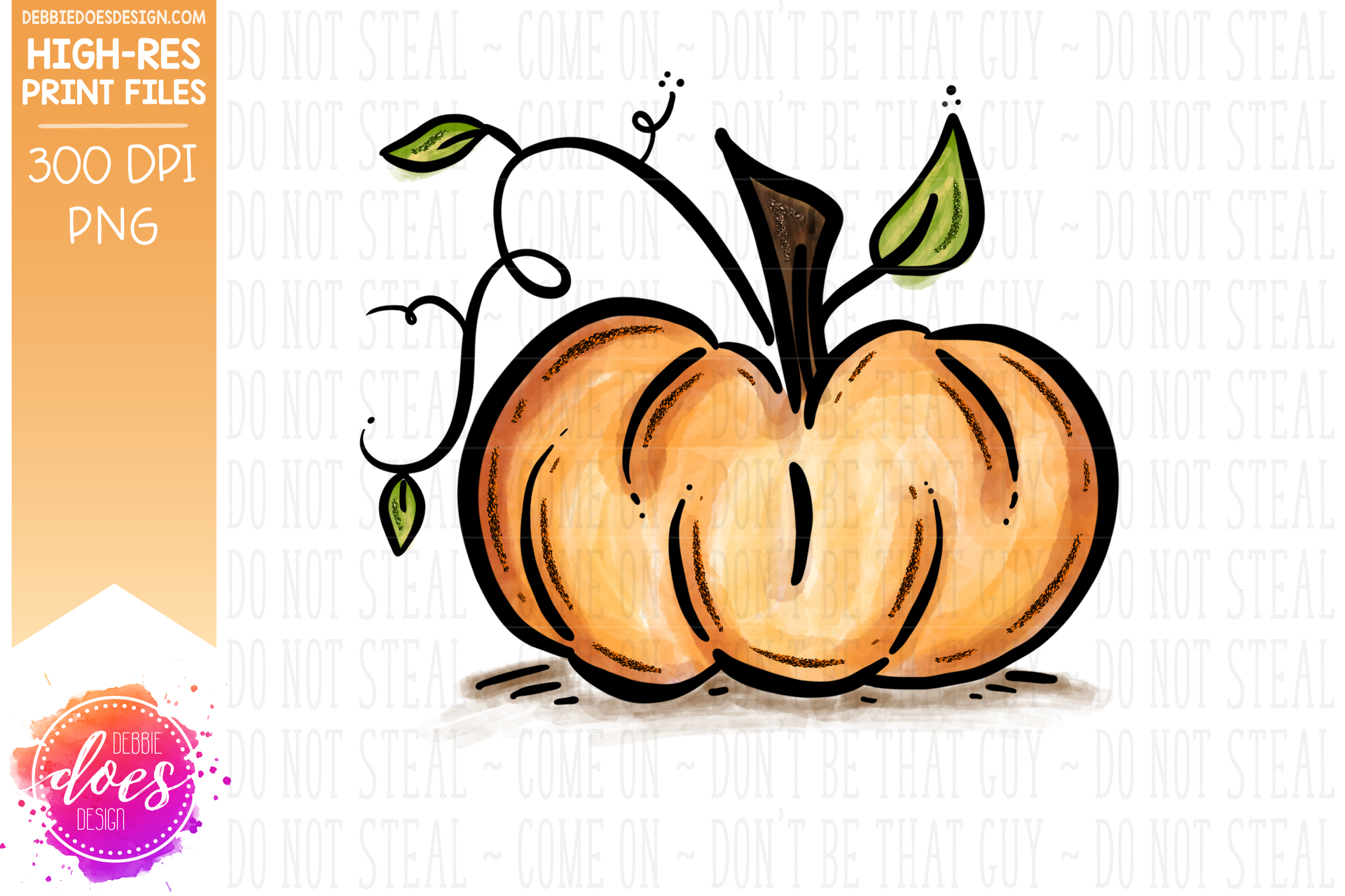 Orange Hand Drawn Pumpkin - Printable/Sublimation File– Debbie Does Design