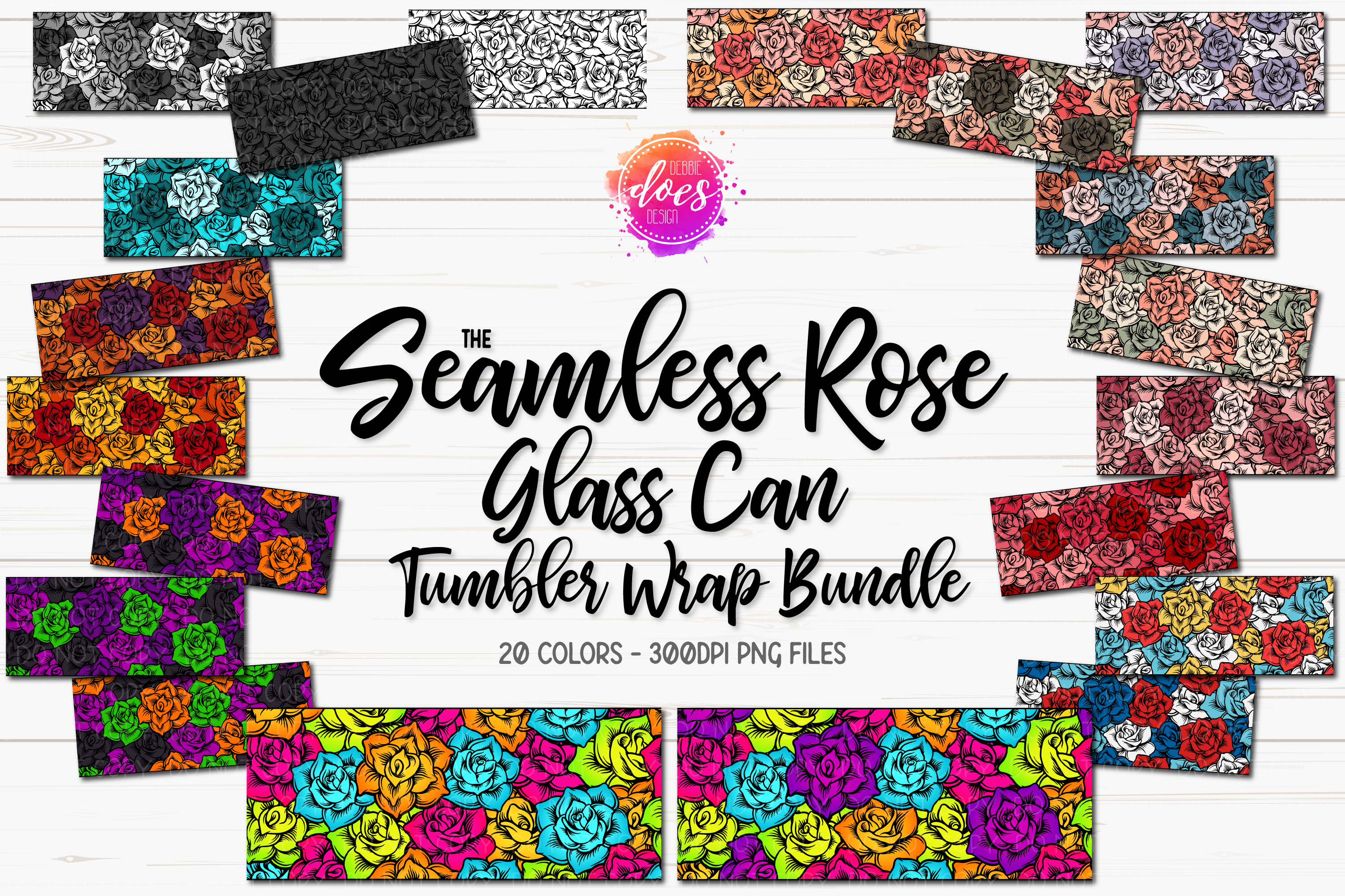 The Seamless Rose 4-in-1 Can Cooler Wrap - Choose Your Color - Printab–  Debbie Does Design