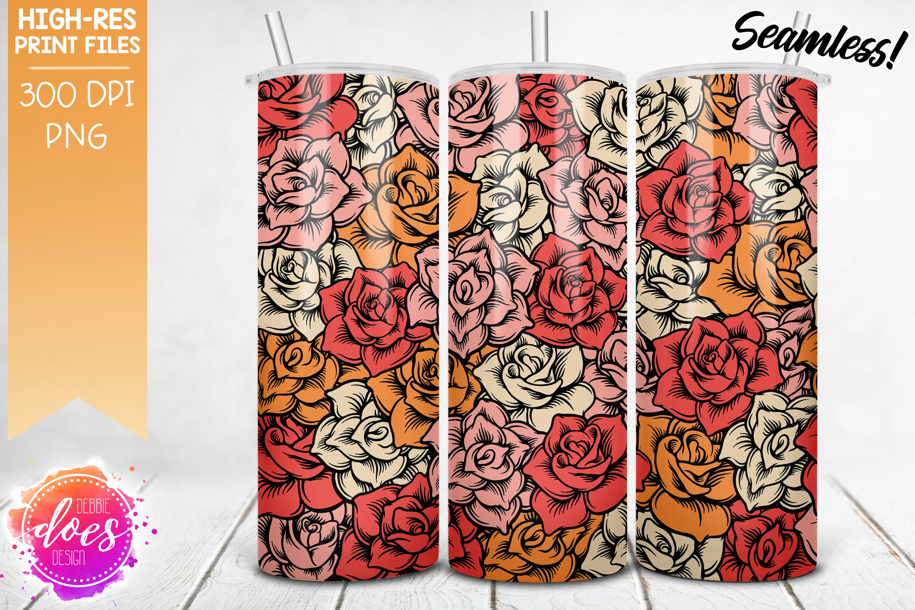 The Seamless Rose 4-in-1 Can Cooler Wrap - Choose Your Color - Printab–  Debbie Does Design