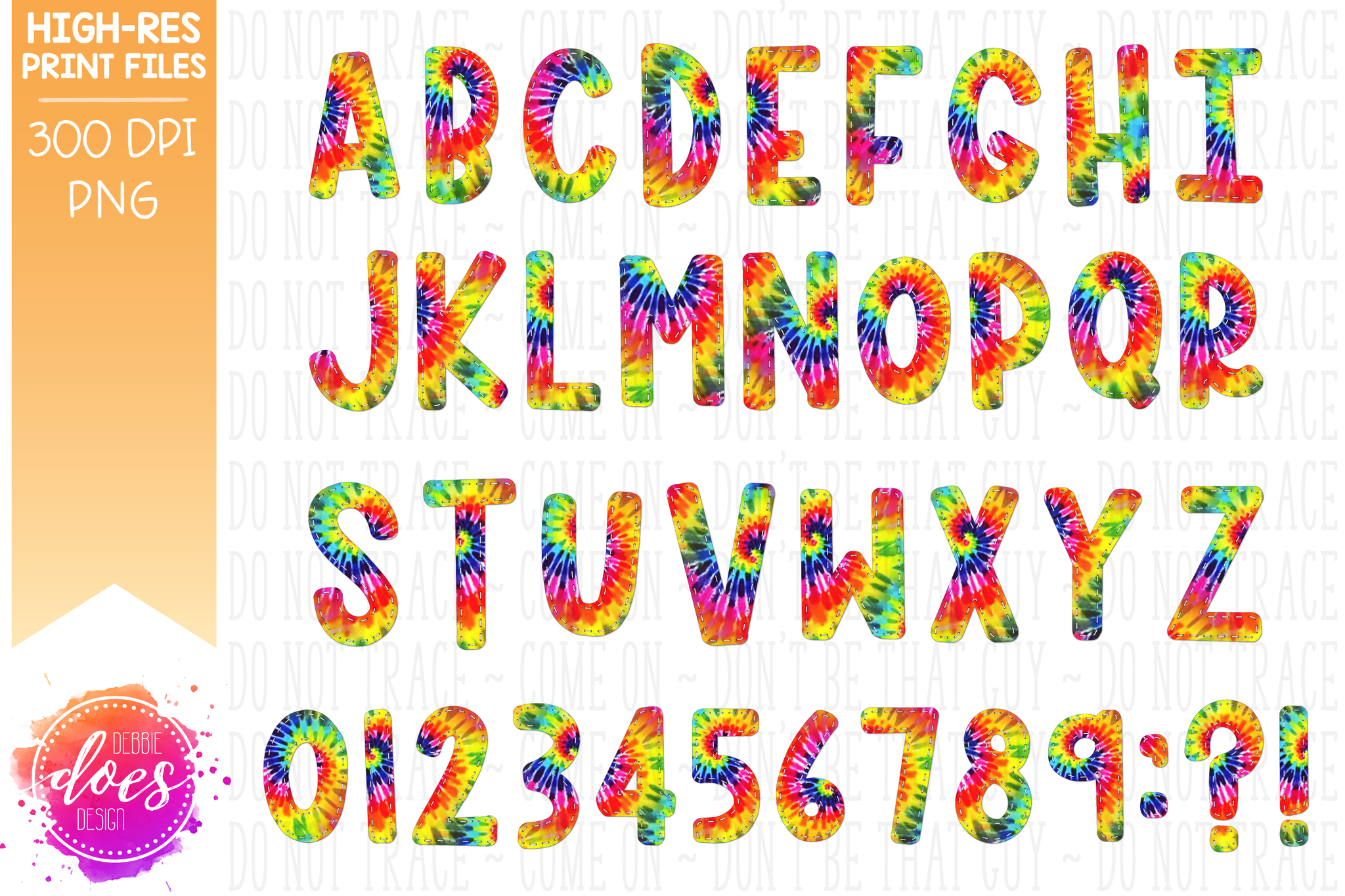 Bright Tie Dye Scrapbook Letters