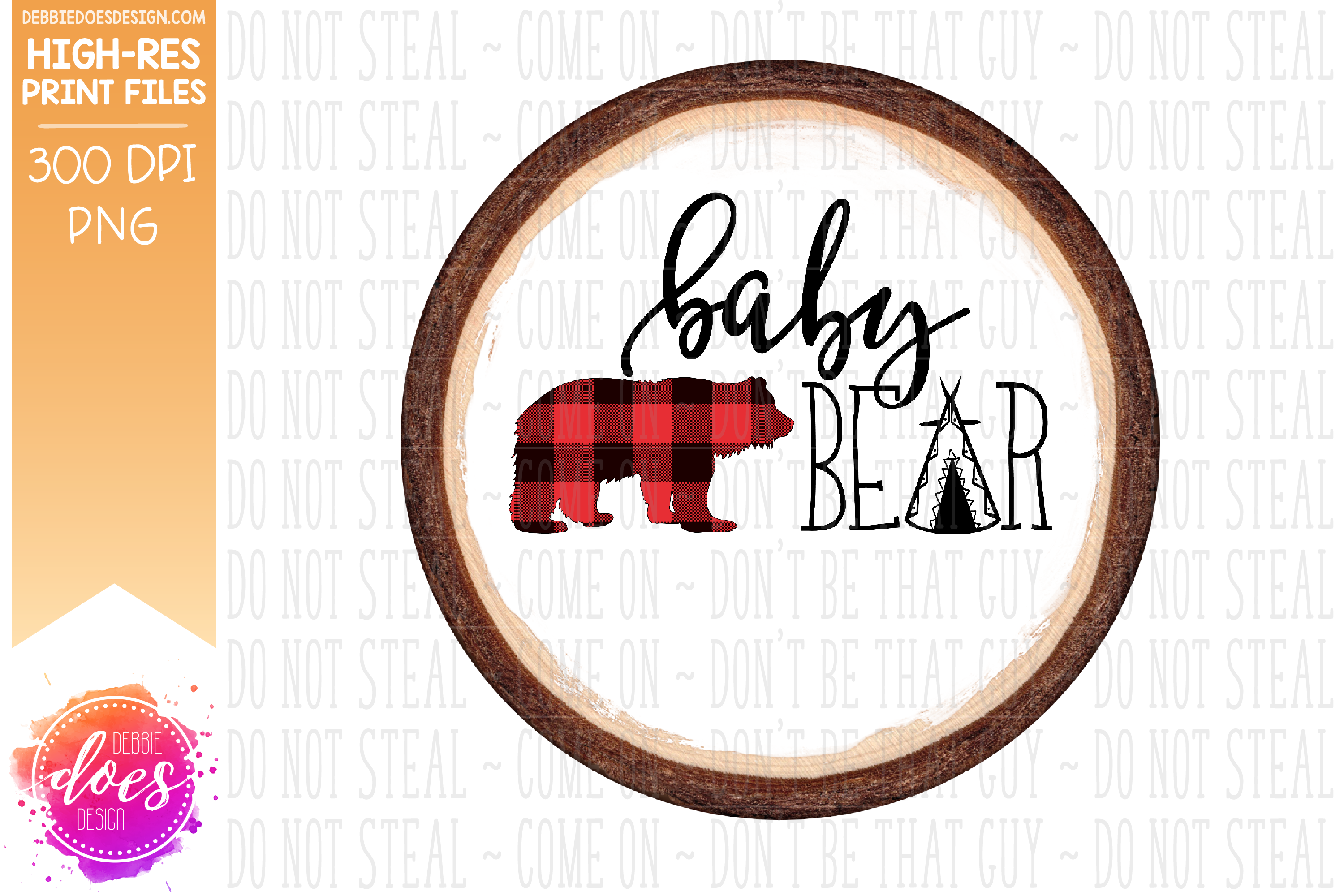 Mama Bear With Cub Personalized Dimensional Wood Slice Ornament